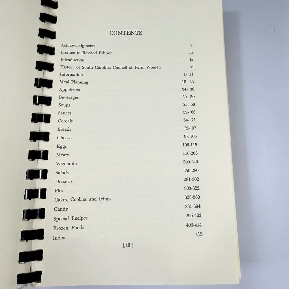 VTG The South Carolina Cook Book Revised Edition Yellow Spiral Southern Recipes